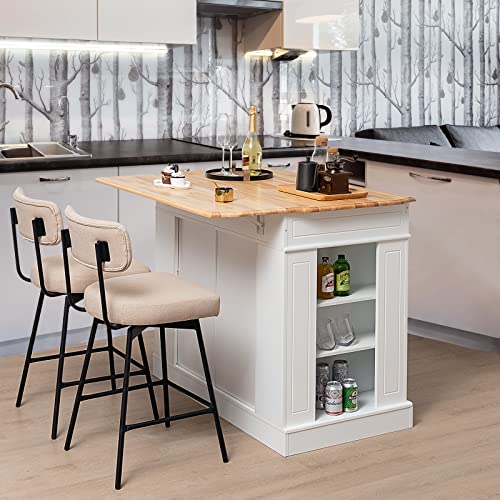 Black Rubber Wood Kitchen Island with Drop Leaf B180