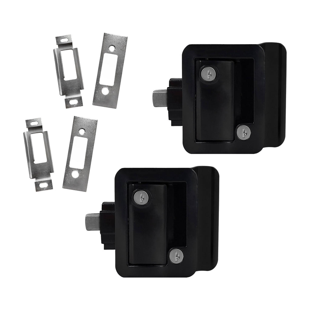 2 Black RV Entry Door Lock Latch Handle C7591