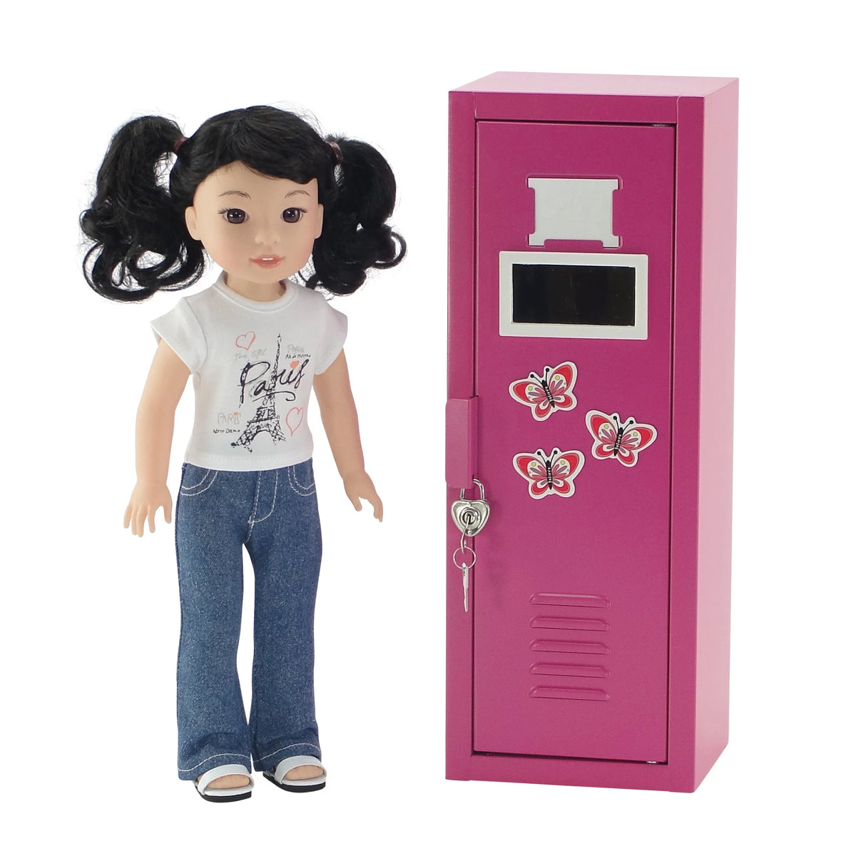 14 Inch Doll Furniture Locker Storage Accessory with Lock and Key F9829