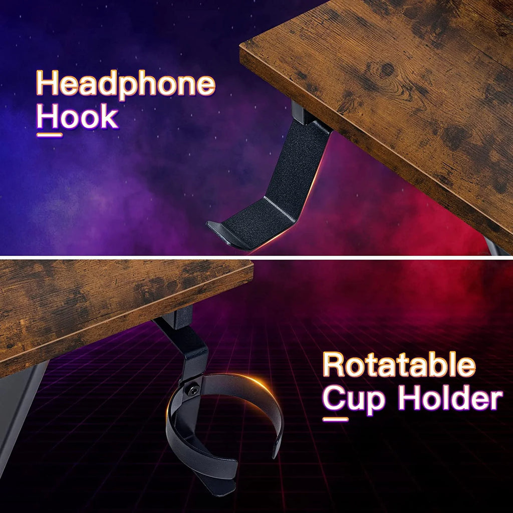 L Shaped Gaming Desk with 2 Monitor Stands J99547