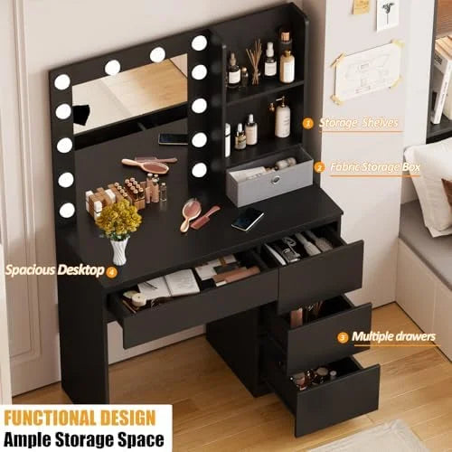 White Vanity Desk Set with Mirror & Light Z3400