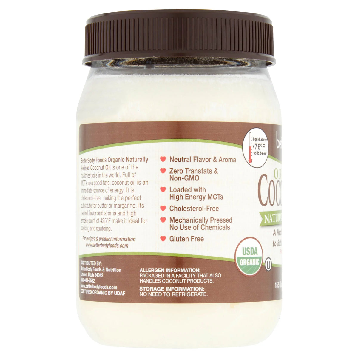 Organic Naturally Refined Coconut Oil, 15.5 fl oz, 6 pack D190572