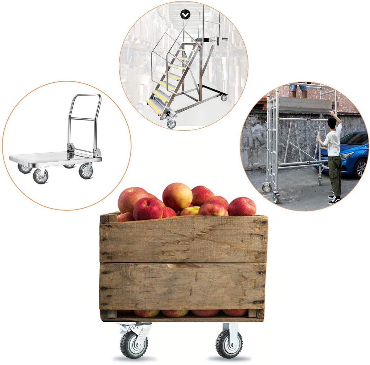 6 inch All Swivel Caster Wheels, Heavy Duty 4Pcs Pack Anti-Skid Rubber Swivel Casters with 360 Degree Top Plate K9000