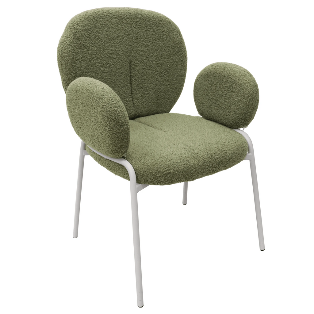 Green Boucle Dining Chair with Arms R5636