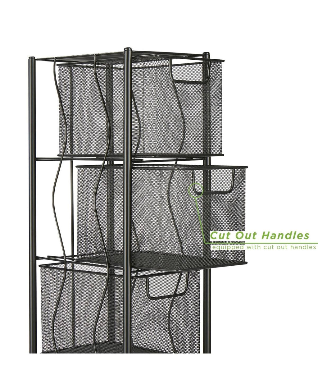 4 Drawer Rolling Mesh Metal Cart W910