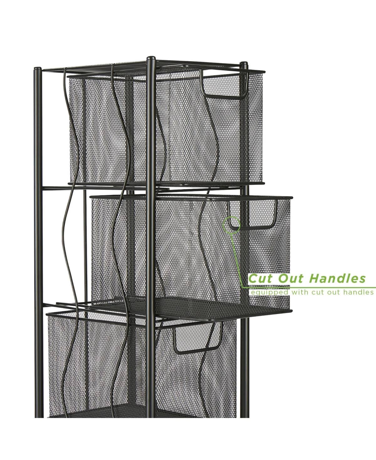 4 Drawer Rolling Mesh Metal Cart W910