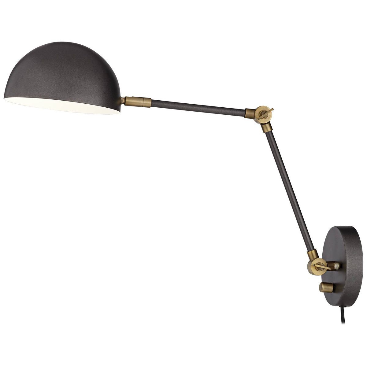Industrial Swing Arm Wall Lamp Gunmetal Brass Plug-In Light Fixture Adjustable F875