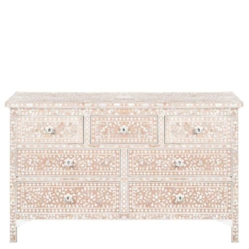 Pink Gray Hand Painted Wooden Chest of Drawers E323
