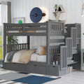 Full over Full Wood Bunk Bed with 6 Storage Drawers and Shelves N32631