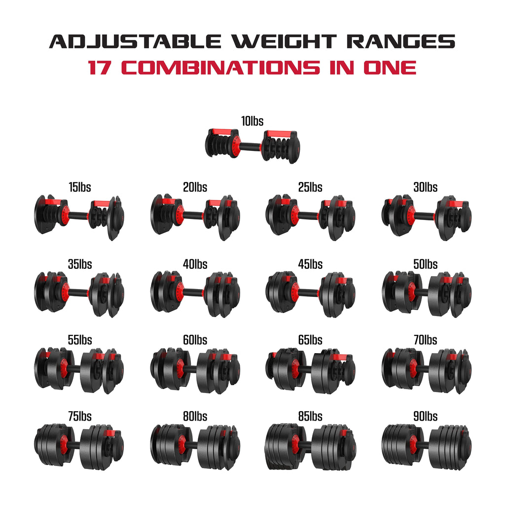 Adjustable Dumbbell 10-90 lbs Black Single Q16139