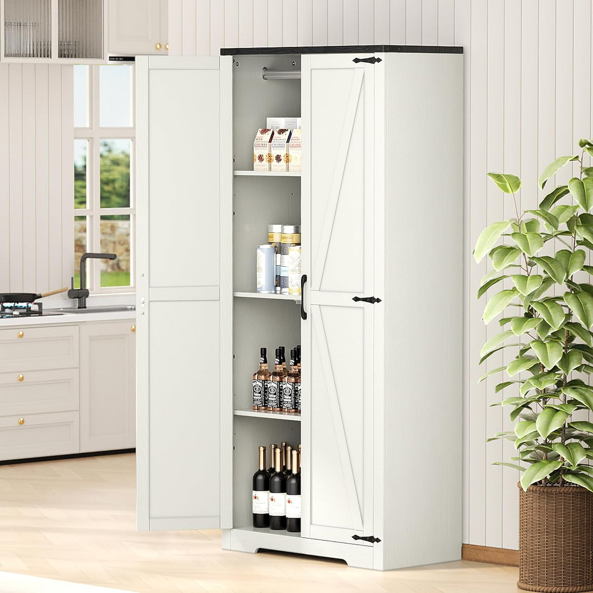 White 72" Wardrobe Closet with Doors K3507