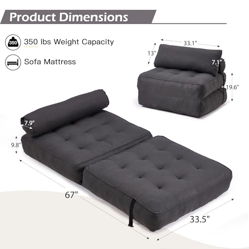Grayish Blue Folding Sofa Bed with Corduroy Fabric J851058