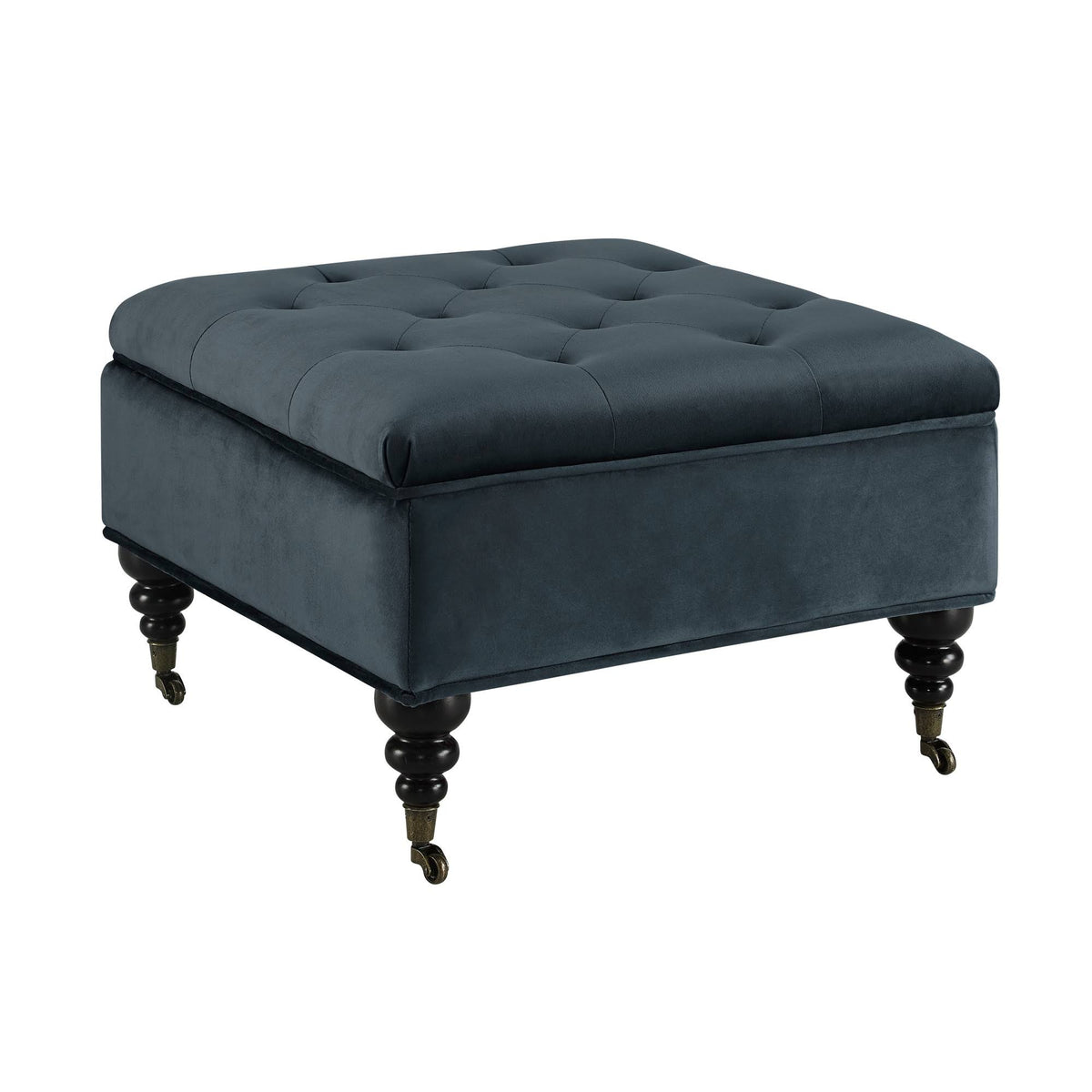 Blue Tufted Storage Ottoman with Casters U11016