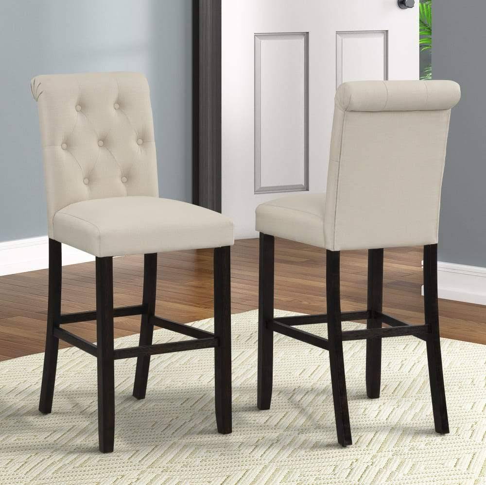 Solid Wood Tufted Barstool, Set of 2 H65257