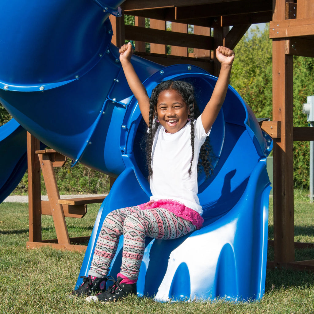 Blue Plastic Turbo Tube Slide for Backyard Swing Sets A790