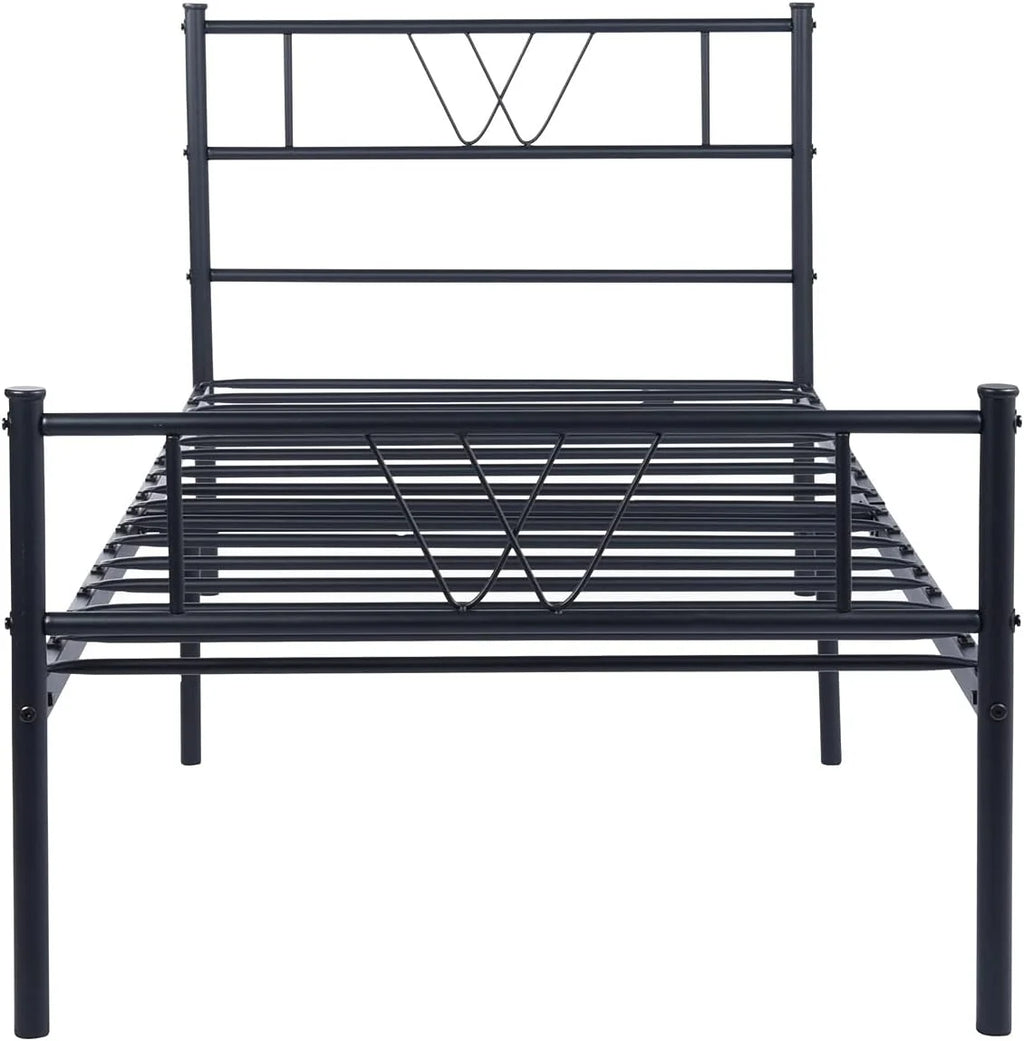 Twin Size Metal Platform Bed Frame with Headboard and Footboard K21273