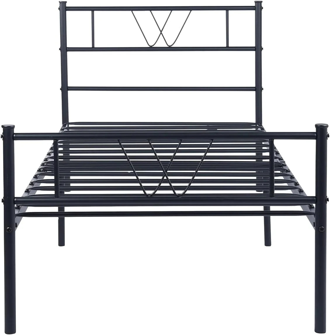 Twin Size Metal Platform Bed Frame with Headboard and Footboard K21273