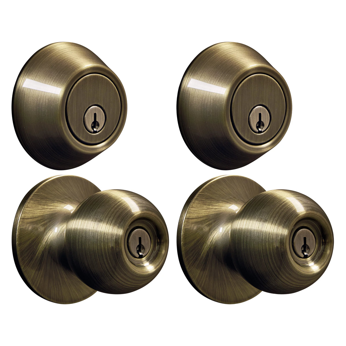 Keyed Entry Ball Doorknob and Deadbolt Combo in Oil-Rubbed Bronze, Twin Pack J73758