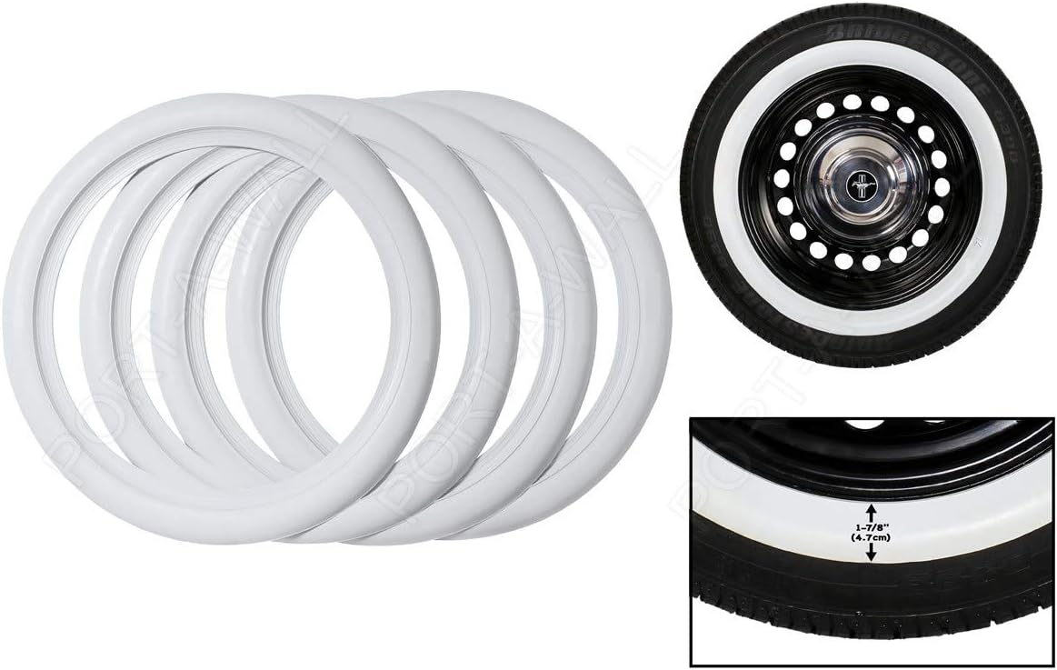 14" Rim Tire White Cover Whitewall Topper Tire Trim Pack of 2 V81134