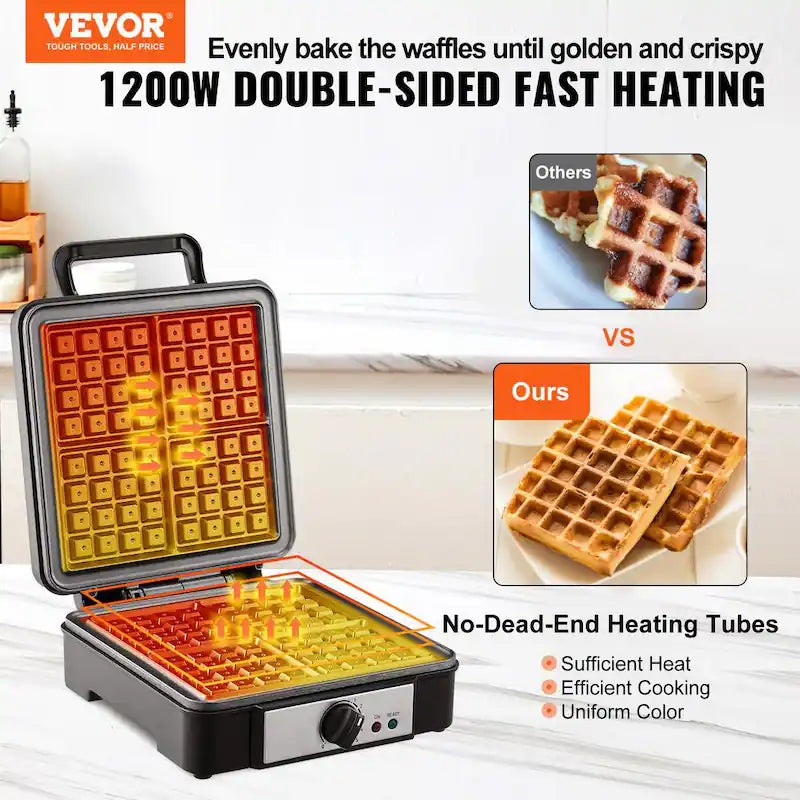 1200-Watts Non-Stick Stainless Steel Waffle Maker X6691