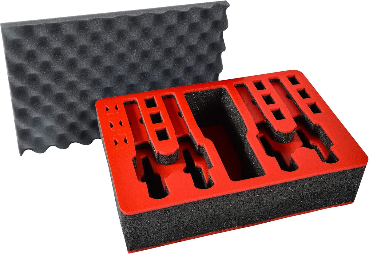 Pistol & Magazine Storage Foam Insert for Pelican P-1500 Case, 2 Piece Set Pre-Cut Polyethylene Foam Base Insert and Lid Liner F5023