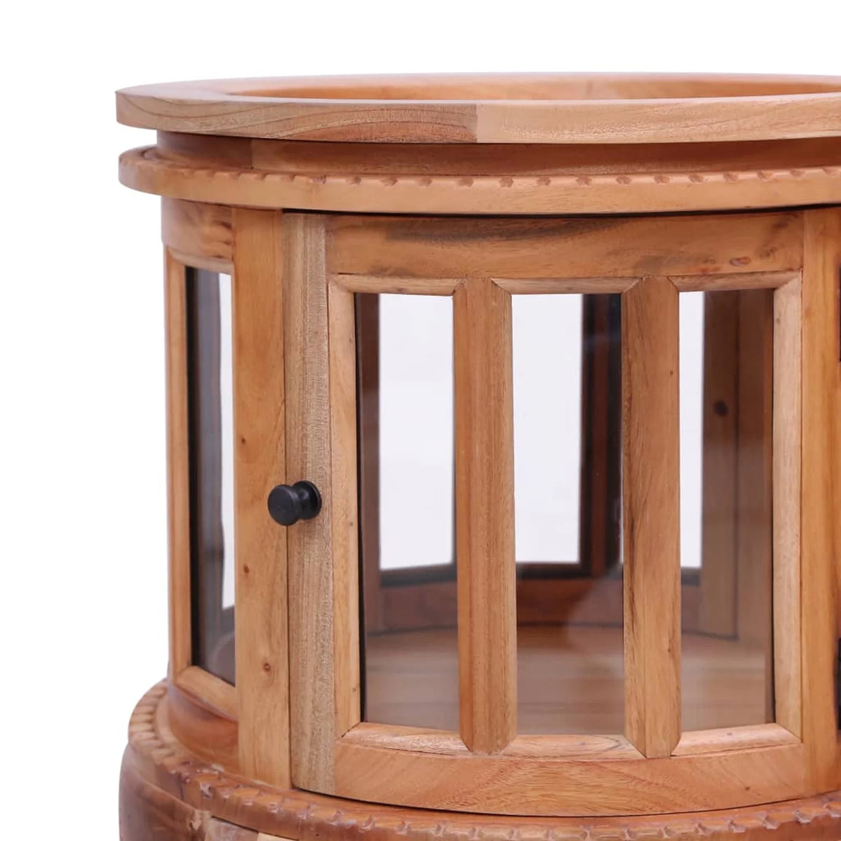 Mahogany Wood Storage Cabinet with 2 Glass Doors X883945