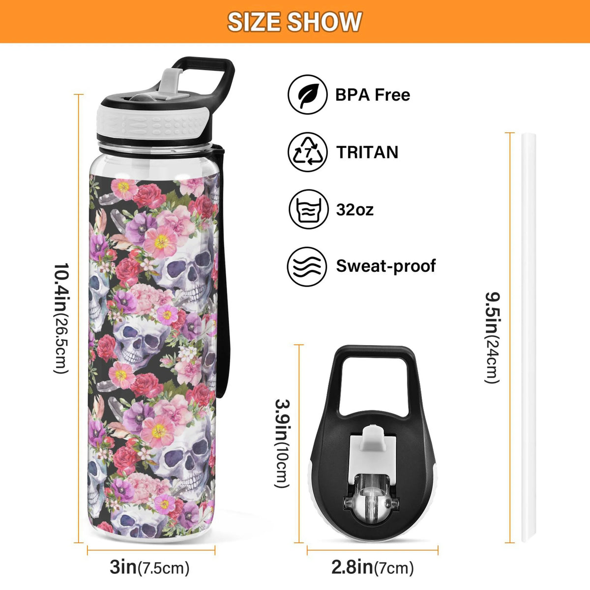 32oz Tritan Water Bottle with Straw H320