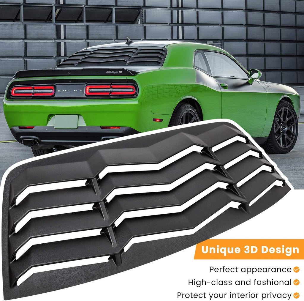 Rear Window Louver Windshield Sun Shade Cover for Dodge Challenger Custom Fit ABS Matte Black U276039