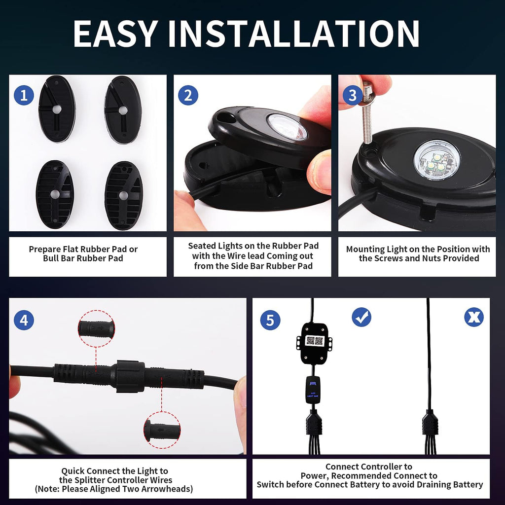 RGB LED Rock Lights 4PODS U1510