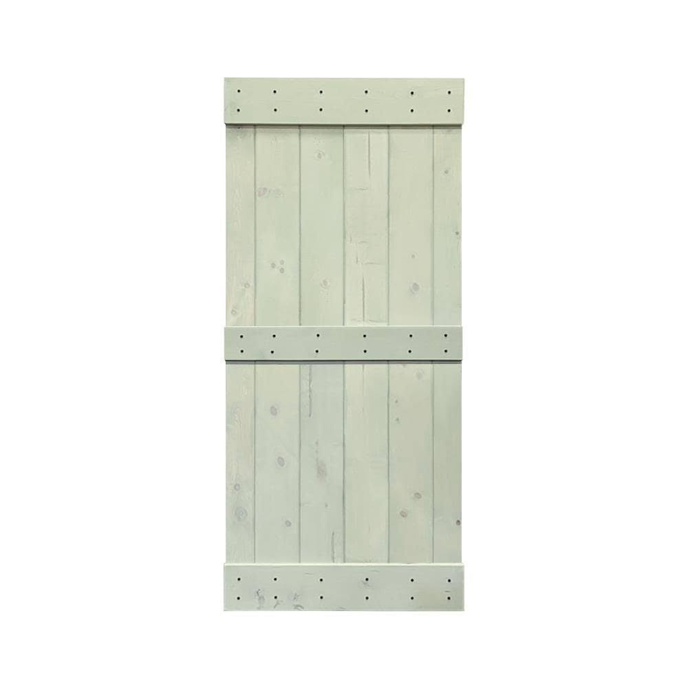 Solid Sage Green Stained Pine Wood Interior Sliding Barn Door Slab K56598
