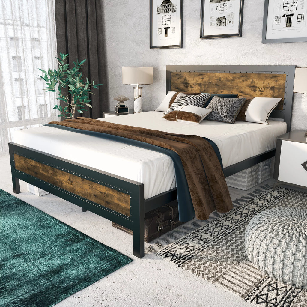 Full Size Heavy Duty Metal Bed Frame with Steel Slats Support R2523