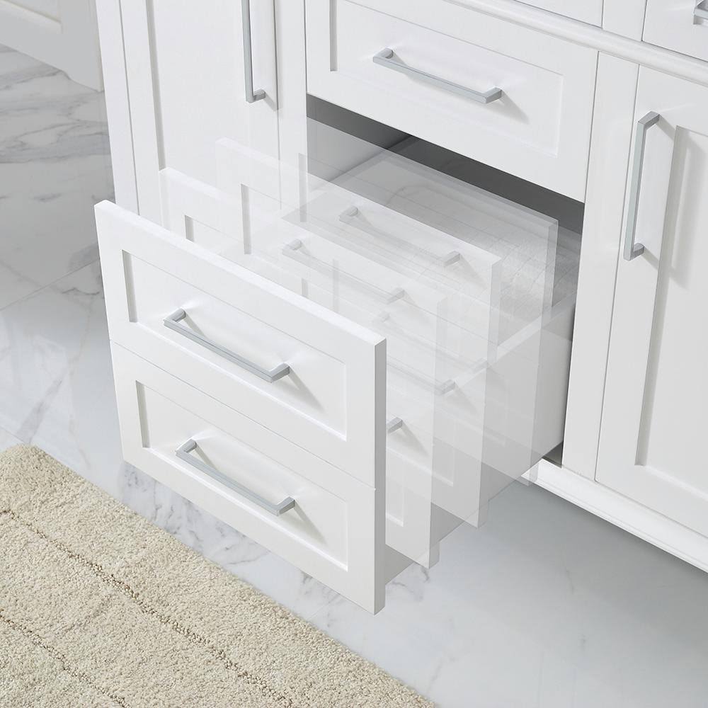 White Vanity with Carrara Marble Top with White Sinks P579862