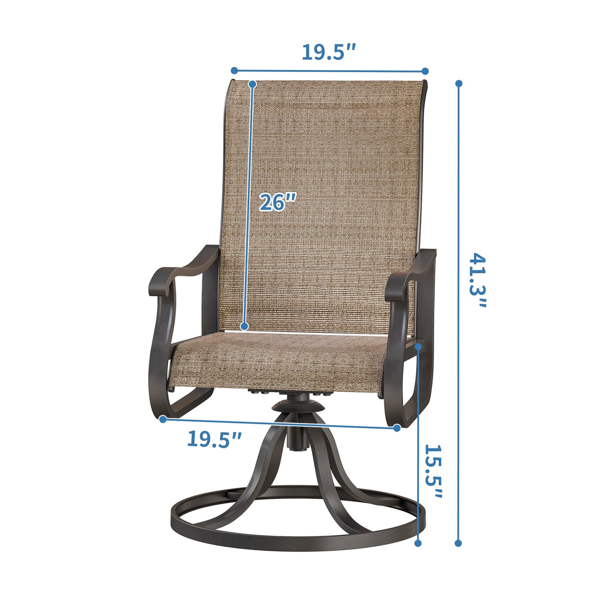 Khaki Swivel Outdoor Chairs Set of 2 G69548