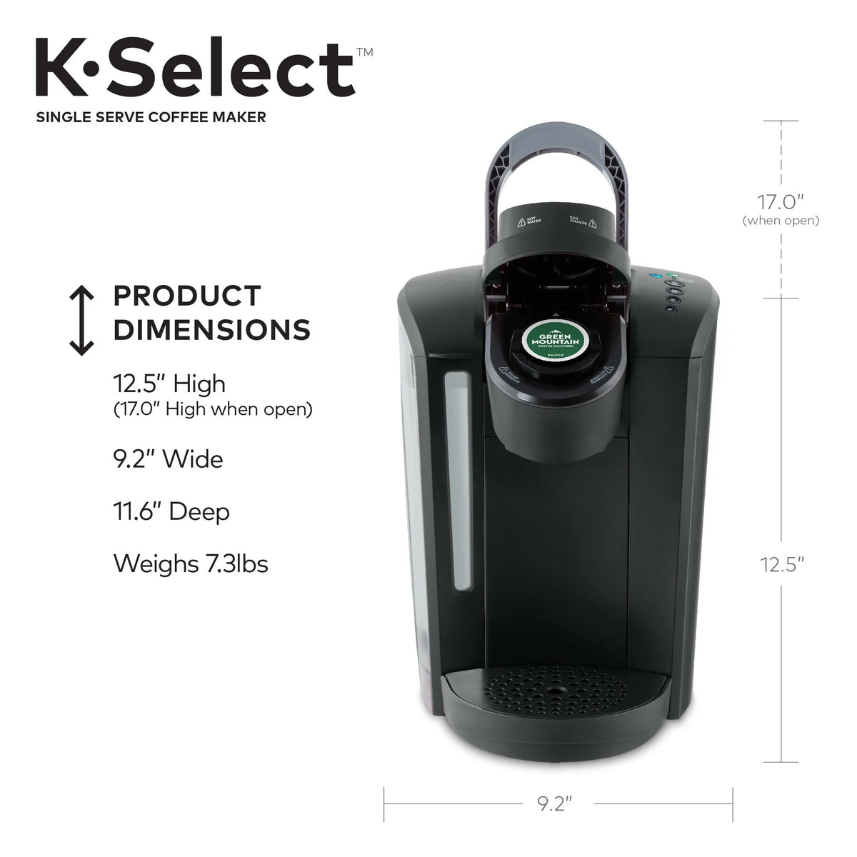 Single-Serve K-Cup Pod Coffee Maker with 12oz Brew Size, Matte Black U1061