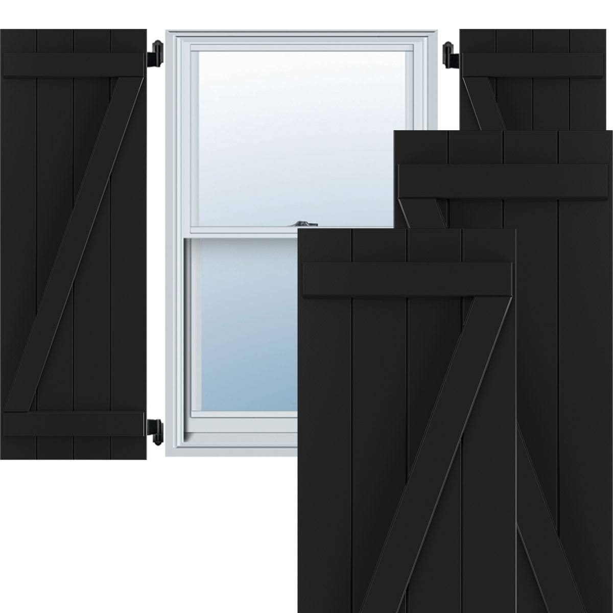 Black PVC Board and Batten Shutters, Per Pair S980