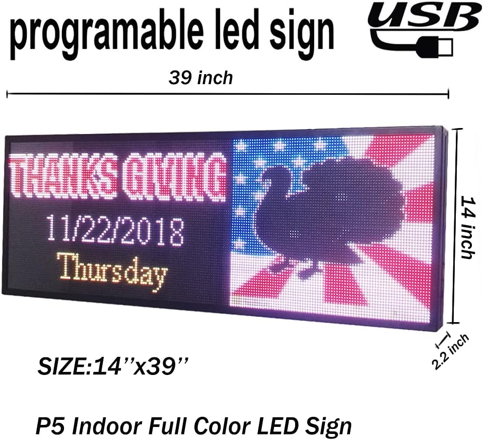 39x14 Indoor Full Color LED Scrolling Display Message Board A690037