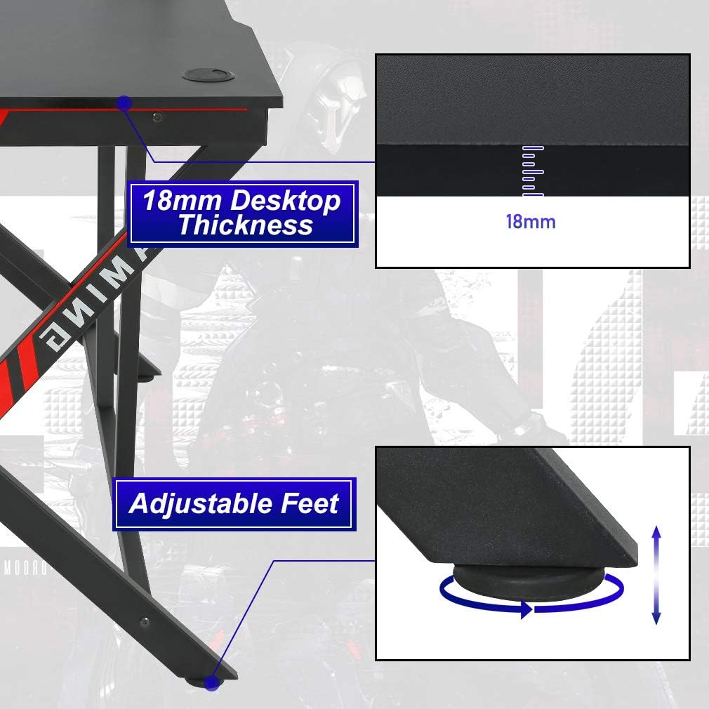Gaming Desk 45 W x 29 D Computer Desk with Cup Holder Headphone Hook W416632