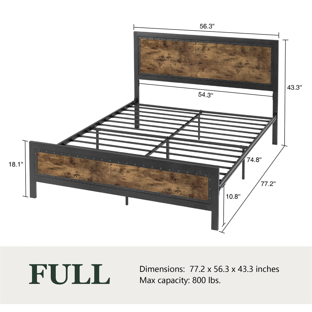 Full Size Heavy Duty Metal Bed Frame with Steel Slats Support R2523