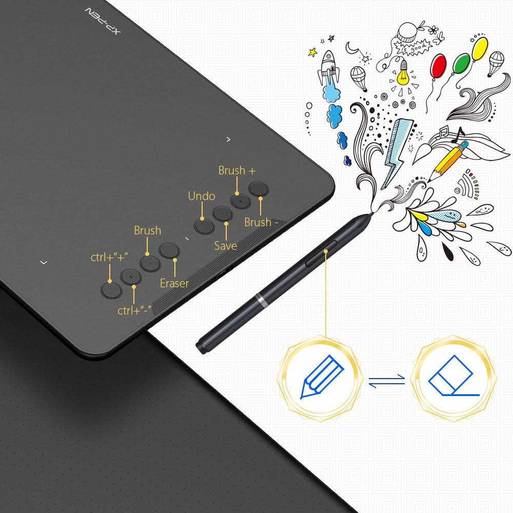 10x6.25 inch Digital Graphics Drawing Tablet with Battery-Free Stylus J67794
