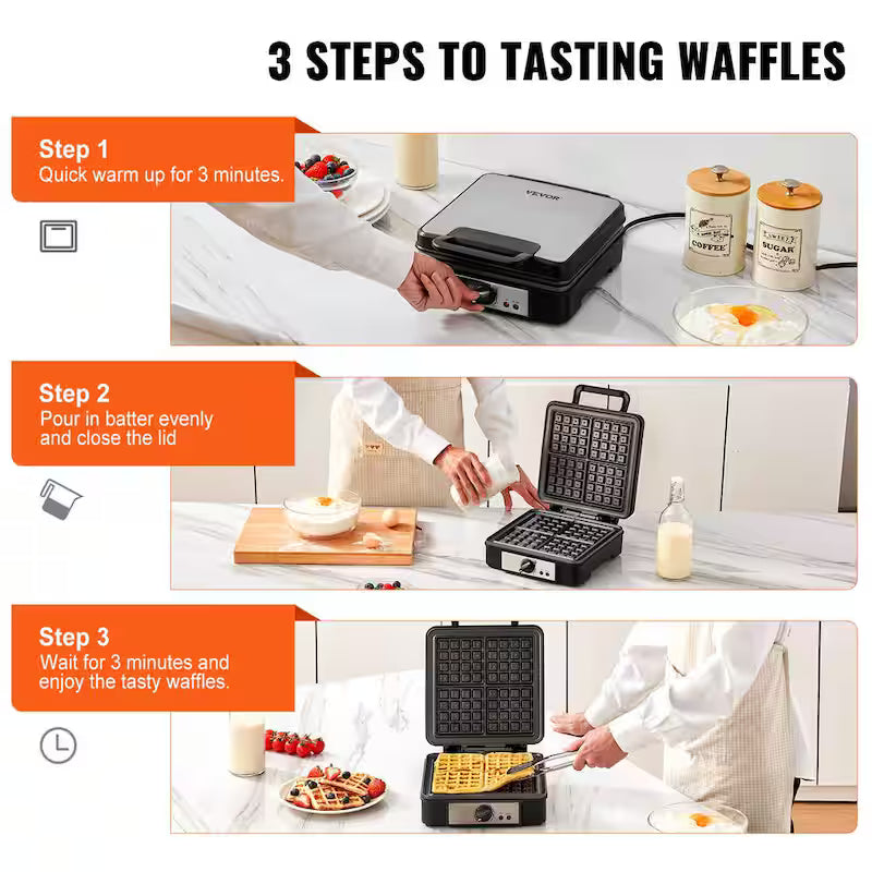 1200-Watts Non-Stick Stainless Steel Waffle Maker X6691