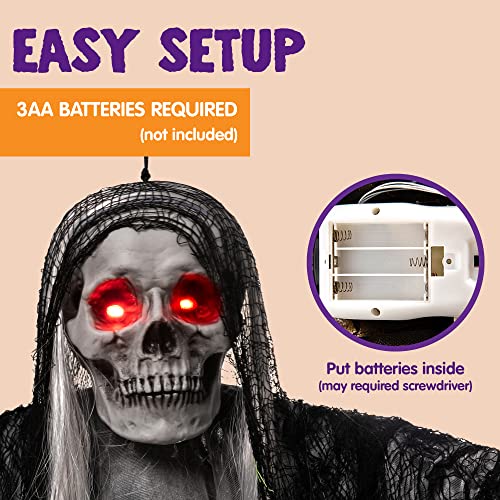 Hanging Grim Reaper Halloween Decoration with Glowing Eyes and Sound Z8807