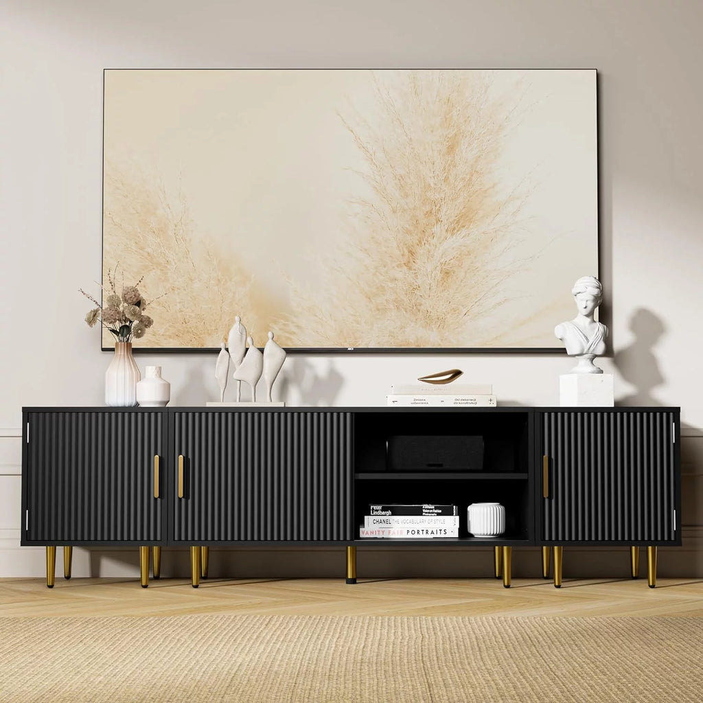 White TV Stand with Storage Cabinet Q218