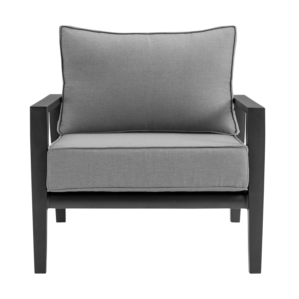 4 Piece Black Aluminum Outdoor Seating Set with Dark Gray Cushions C398557