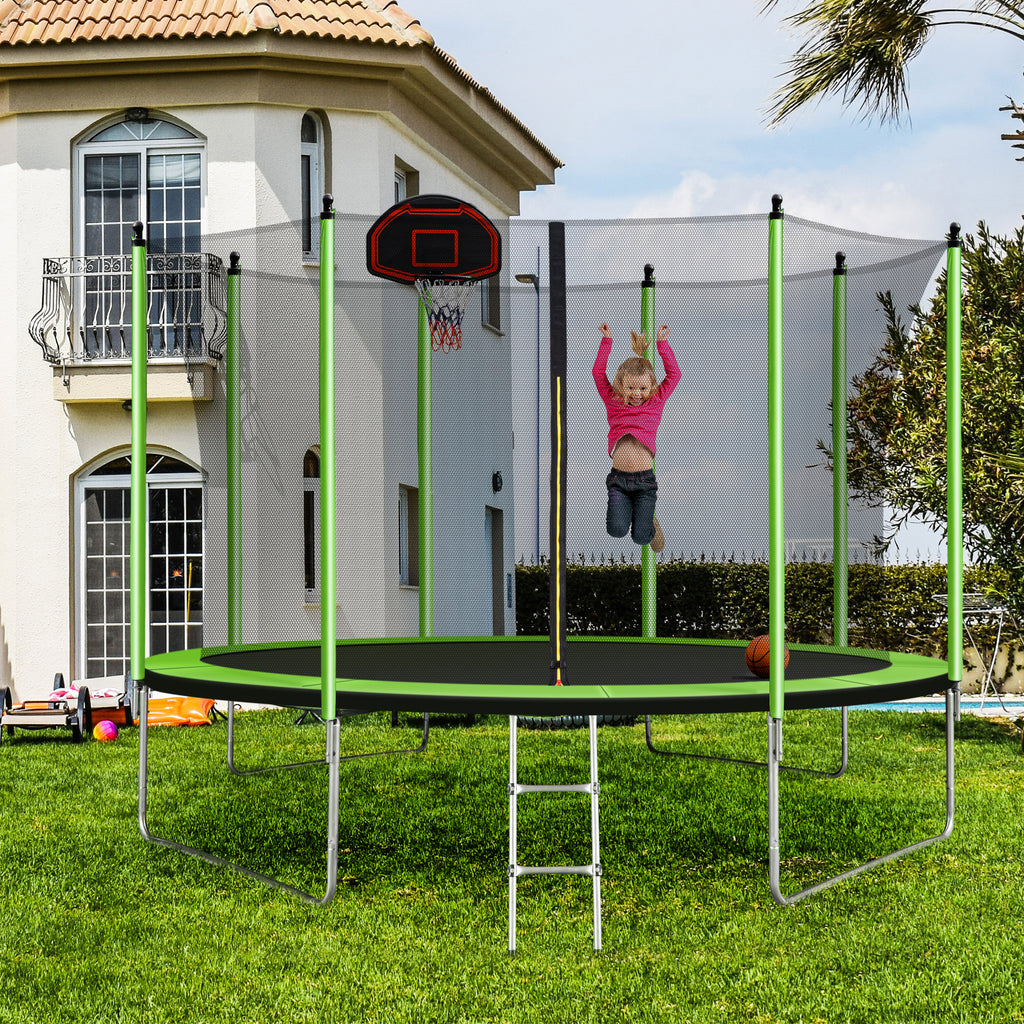 10FT Trampoline with Basketball Hoop and Ladder D79370