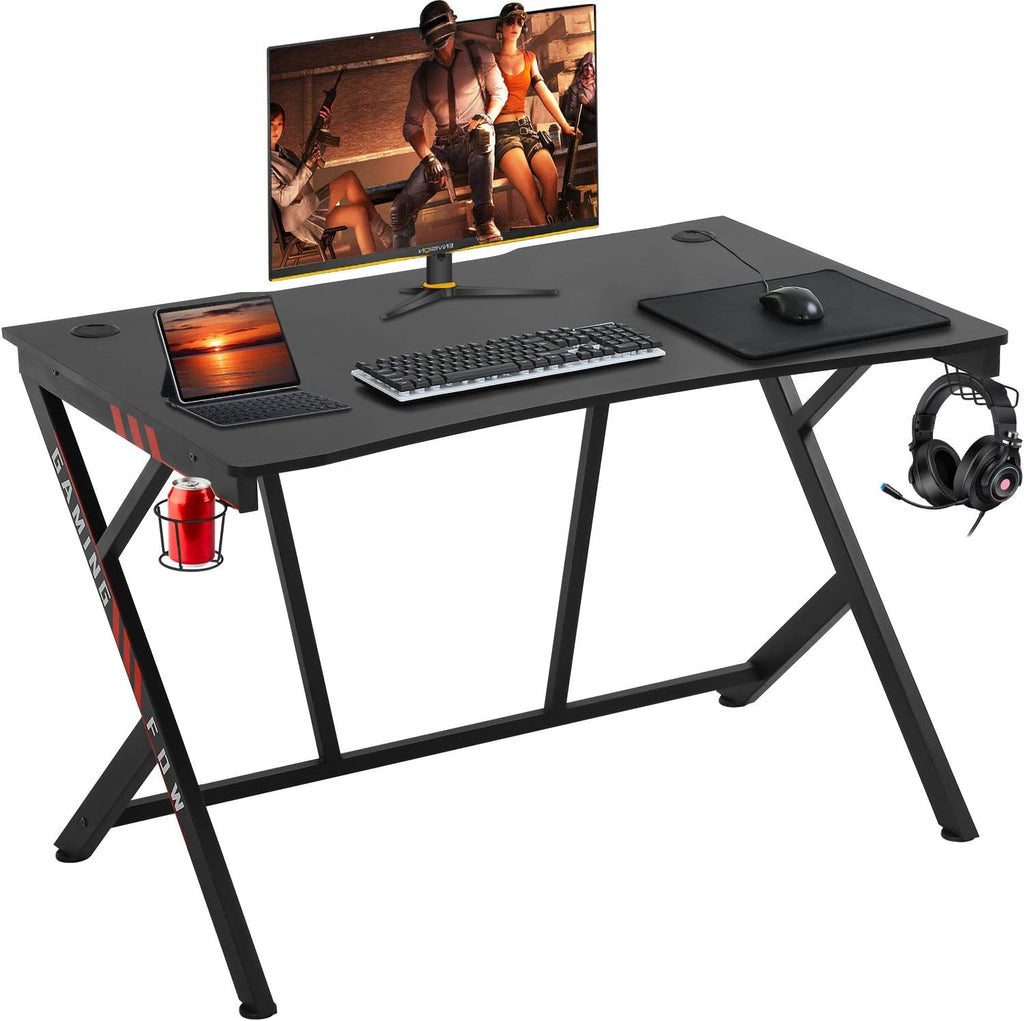 Gaming Desk 45 W x 29 D Computer Desk with Cup Holder Headphone Hook W416632