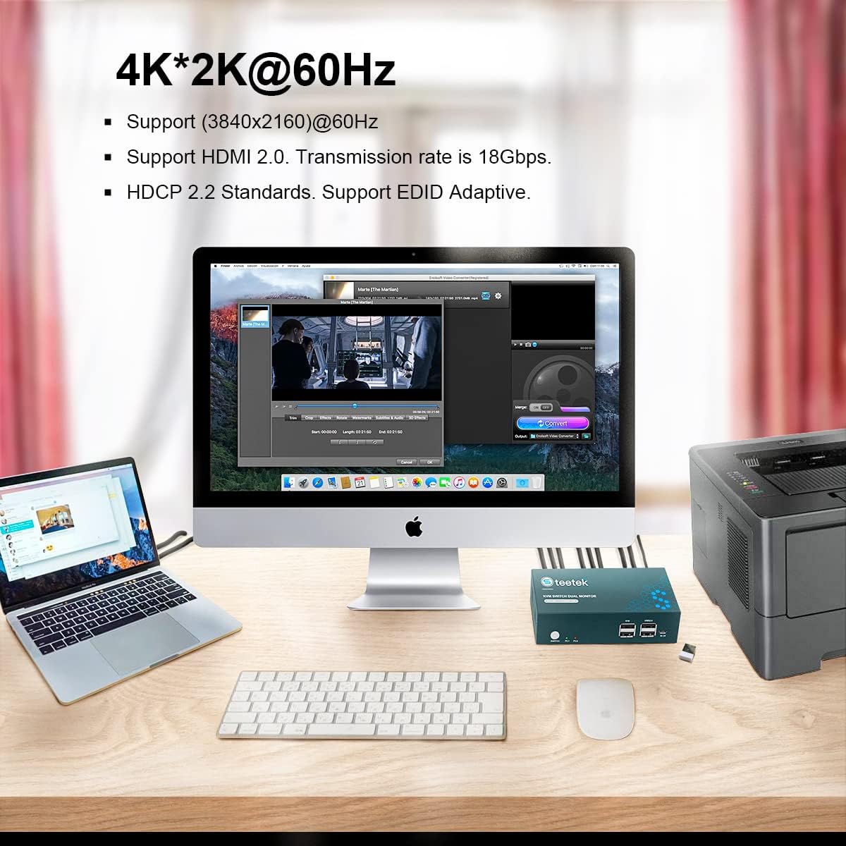 Dual Monitor 2 Port 4K@60Hz HDMI KVM Switch L3038