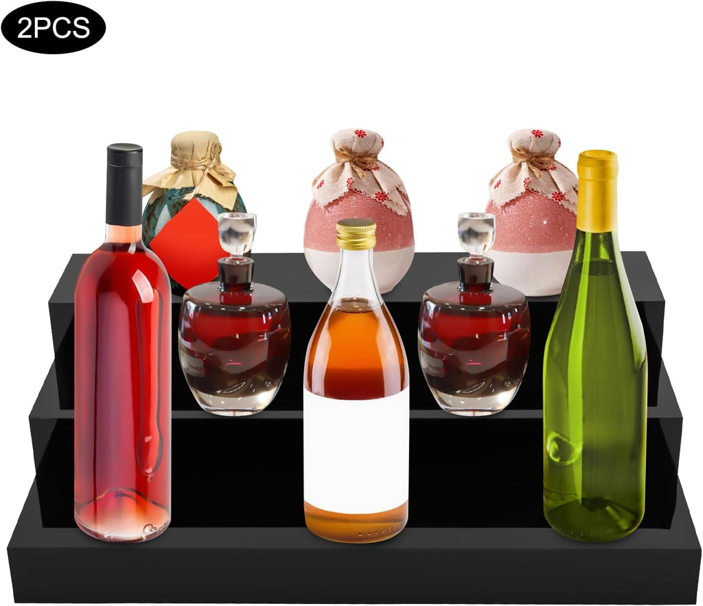 Black 3 Tier Acrylic Wine Bottle Rack 2PCS J90876