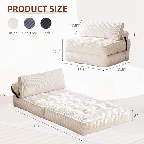 Grayish Blue Folding Sofa Bed with Corduroy Fabric J851058