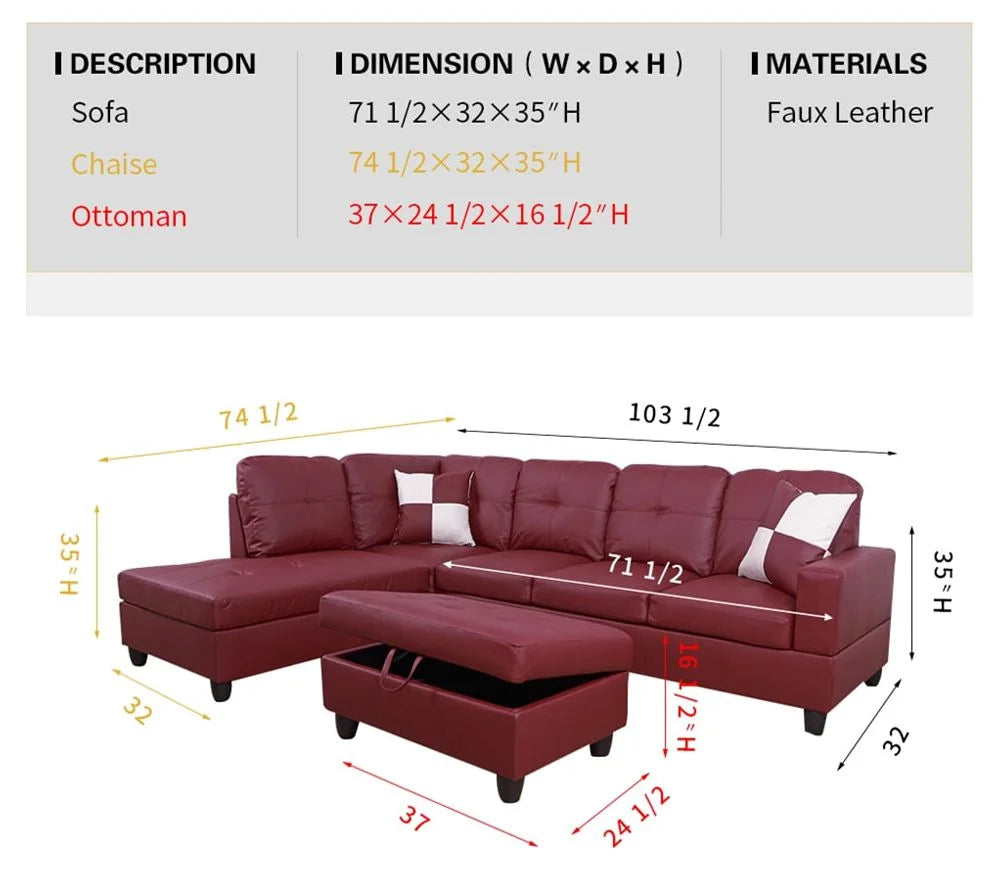 Red Right Hand Facing Sectional Sofa K657992