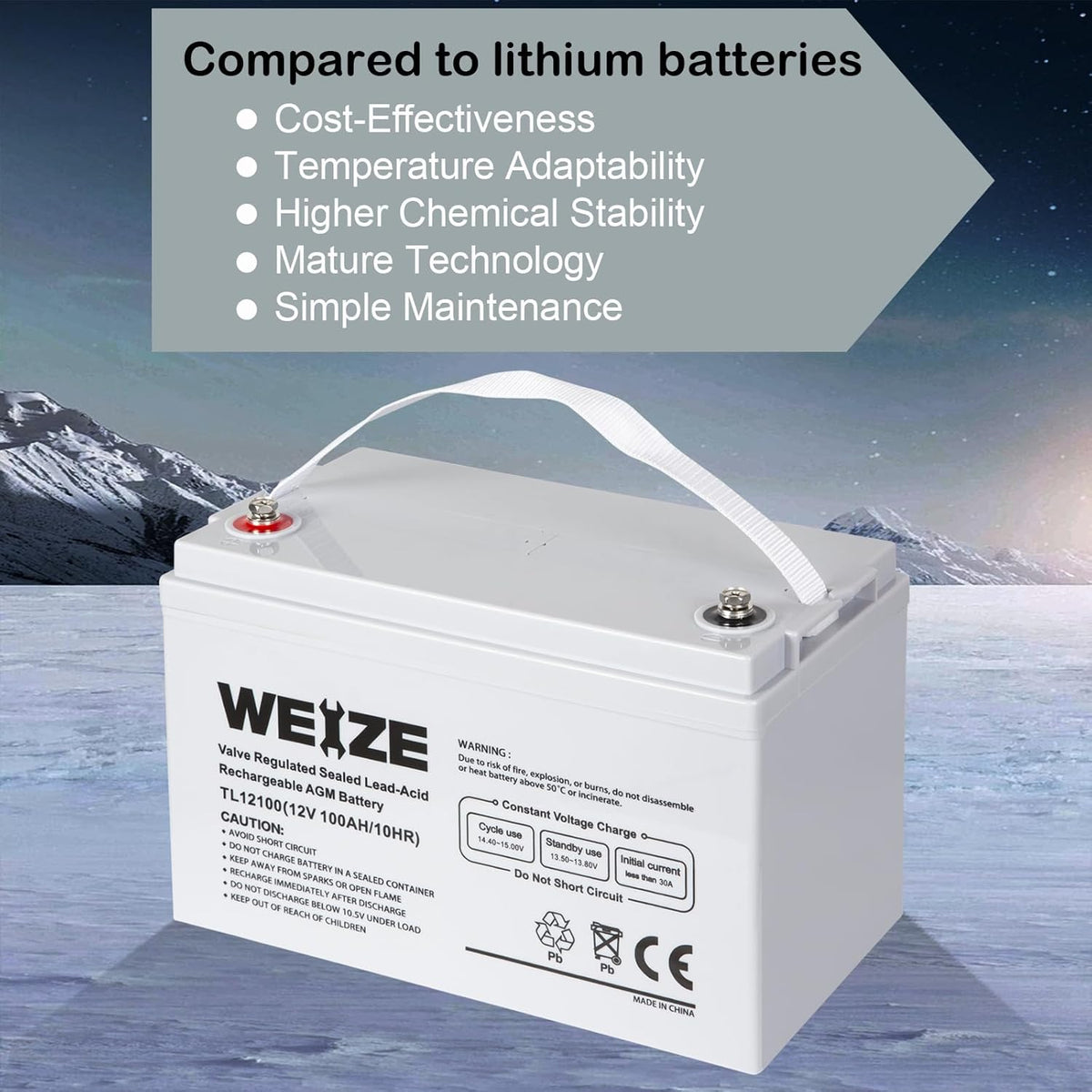12 Volt 100Ah AGM Deep Cycle Battery G419